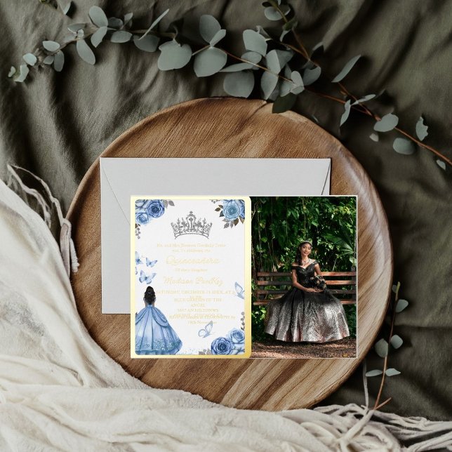 Elegant Dusty Blue Floral Butterfly Quinceanera (Creator Uploaded)