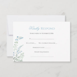 Elegant Dusty blue Floral Calligraphy RSVP Card