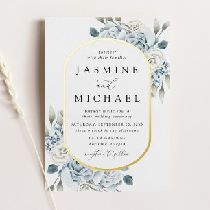 Elegant Dusty Blue Floral Frame Wedding