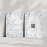 Elegant Dusty Blue Floral Garden QR Code Wedding Invitation<br><div class="desc">Elegant calligraphy & dusty blue floral QR code all in one wedding invitation.</div>