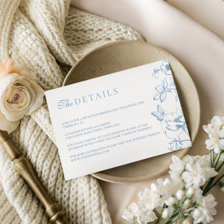 Elegant Dusty Blue Floral Garden Wedding Details Enclosure Card