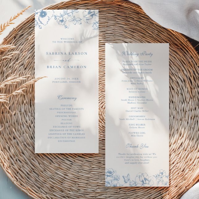 Elegant Dusty Blue Floral Garden Wedding Program Programme (Creator Uploaded)