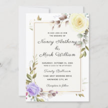 Elegant dusty blue floral Golden frame wedding