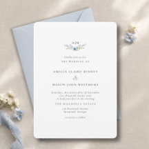 Elegant Dusty Blue Floral Monogram Wedding
