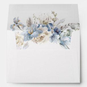 Elegant Dusty Blue Floral Return Address 5x7  Envelope
