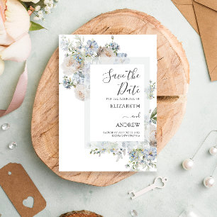 Elegant Dusty Blue Floral Save the Date