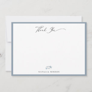 Elegant Dusty Blue Floral Thank You Card