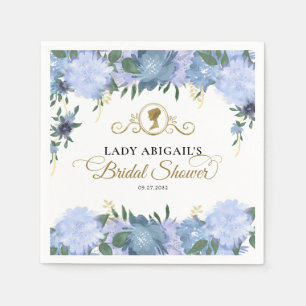 Elegant Dusty Blue Floral Victorian Bridal Shower Napkin
