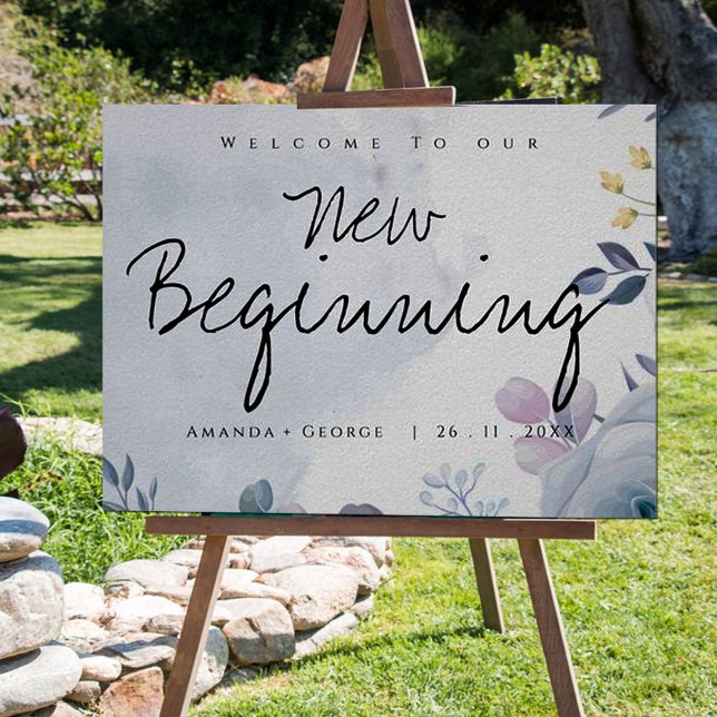 Elegant Dusty Blue floral Watercolor New Beginning Poster (Creator Uploaded)