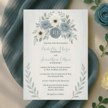 Elegant Dusty Blue Floral Wax Seal Wedding