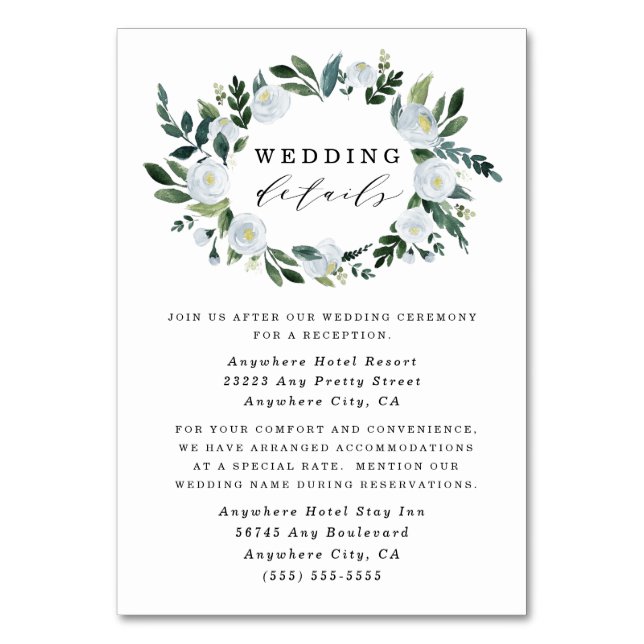 Elegant Dusty Blue Floral Wedding Enclosure Cards (Front)