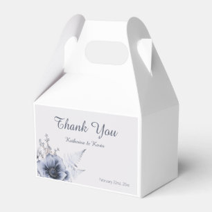 Elegant Dusty Blue Floral Wedding Favour Box