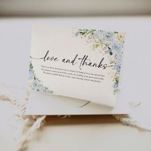 Elegant Dusty Blue Floral Wedding Folded  Thank You Card