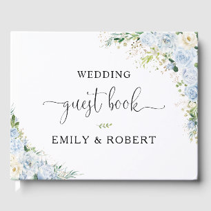 Elegant Dusty Blue Floral Wedding Guest Book
