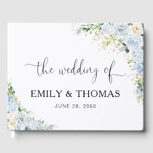 Elegant Dusty Blue Floral Wedding Guest Book