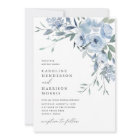 Elegant Dusty Blue Floral Wedding Invitation
