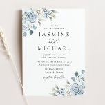 Elegant Dusty Blue Floral Wedding Invitation<br><div class="desc">Elegant floral wedding invitations featuring your wedding details with bouquets of dusty blue and white roses,  hydrangeas,  and lush eucalyptus leaves and greenery. This dusty blue floral wedding invitation is perfect for your spring or summer wedding!</div>