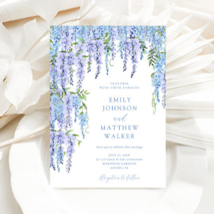 Elegant Dusty Blue Floral Wedding Invitation