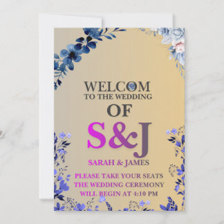 Elegant Dusty Blue Floral Wedding Invitation 