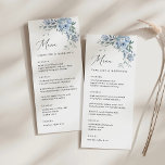 Elegant Dusty Blue Floral Wedding Menu<br><div class="desc">Let your guests know what's on the menu with this elegant menu card,  featuring flowers and greenery in dusty blue colours.</div>