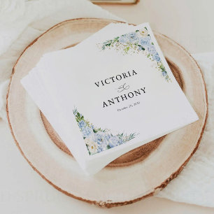 Elegant Dusty Blue Floral Wedding Napkins
