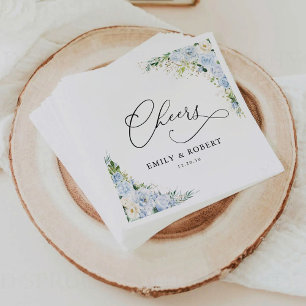 Elegant Dusty Blue Floral Wedding Napkins
