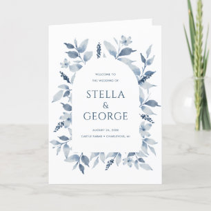 Elegant Dusty Blue Floral Wedding Program Programme