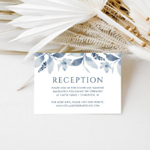 Elegant Dusty Blue Floral Wedding Reception Card