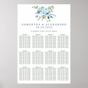 Elegant Dusty Blue Floral Wedding Seating Chart