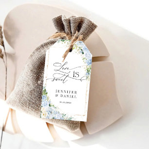 Elegant Dusty Blue Floral Wedding Thank You Gift Tags