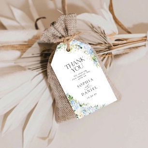 Elegant Dusty Blue Floral Wedding Thank You Gift Tags