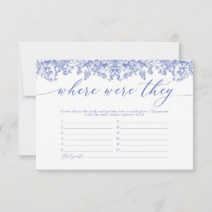Elegant Dusty Blue Floral Where Were They Game Invitation