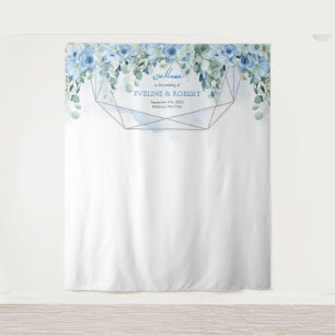 Elegant  Dusty Blue flowers and silver backdrop Tapestry