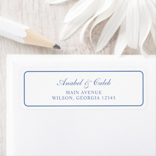 Elegant Dusty Blue Frame Wedding Return Address (Insitu)
