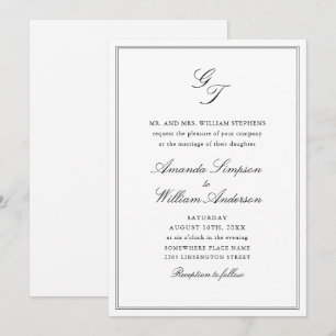 Elegant Dusty Blue French Garden Floral Wedding Invitation