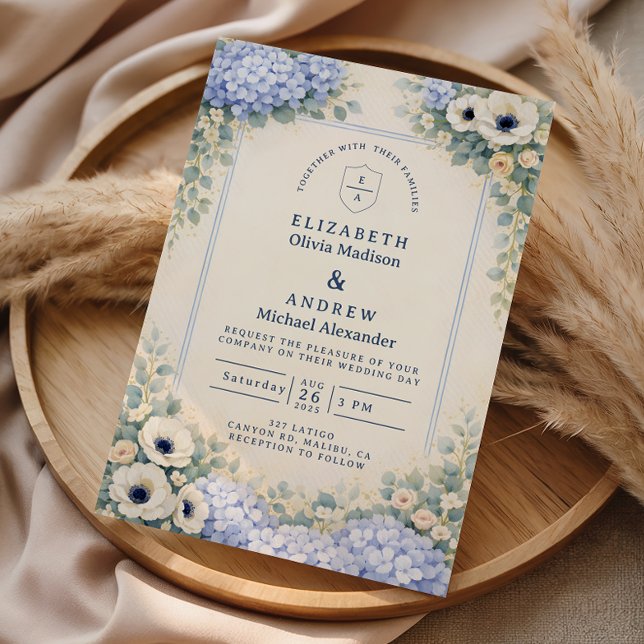 Elegant Dusty Blue Garden Wedding Invitation (Creator Uploaded)