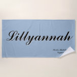 Elegant Dusty Blue Girls Gone Mild Bachelorette Beach Towel<br><div class="desc">Soft, oversized, and totally personalised — this solid dusty blue beach towel with shadow script lettering is the chicest addition to your bachelorette beach day or girls gone mild spa weekend. It’s giving luxury retreat. Pair with matching totes and tumblers perfect for gifting. || Click on "personalise this design" to...</div>