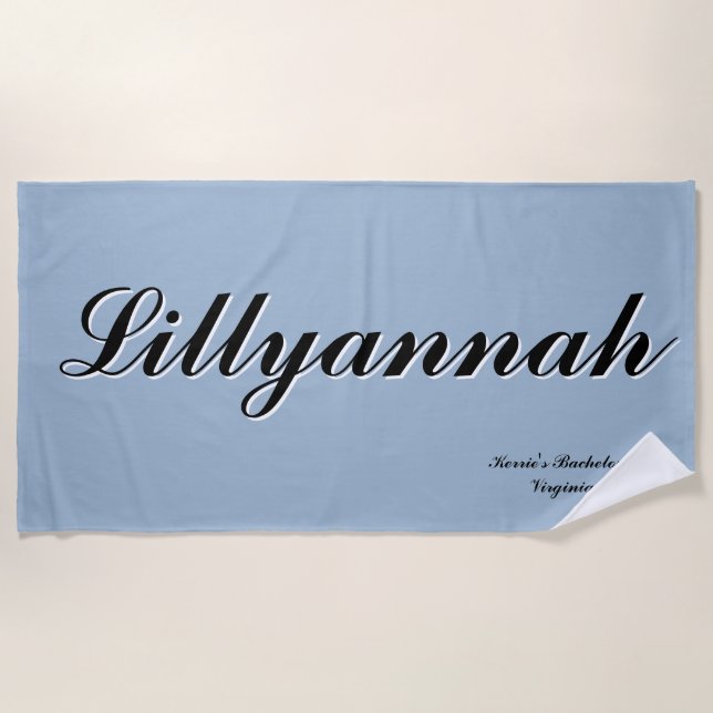 Elegant Dusty Blue Girls Gone Mild Bachelorette Beach Towel (Front)