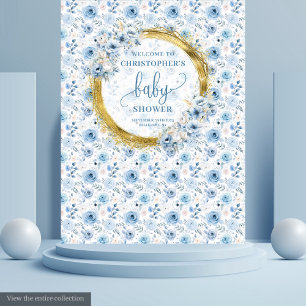 Elegant Dusty Blue Gold Baby Shower Tapestry