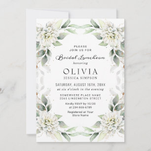 Elegant Dusty Blue Greenery Bridal Luncheon Invitation