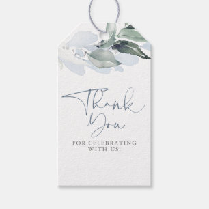 Elegant Dusty Blue Greenery Thank you Gift Tags