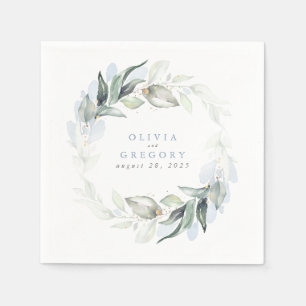 Elegant Dusty Blue Greenery Wedding Napkin