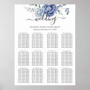Elegant Dusty Blue Greenery Wedding Supplies Poster