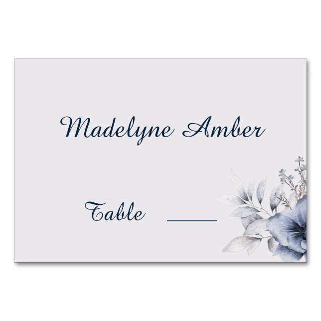 Elegant Dusty Blue Grey Wedding Table Number (Front)