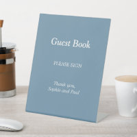 Elegant Dusty Blue Guest Book Pedestal Sign