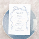 Elegant Dusty Blue Hand Drawn Bow Wedding Menu<br><div class="desc">Elegant wedding menus feature hand drawn ribbon bow with modern handwritten script fonts in dusty blue,  clean and simple. Great for modern romantic wedding,  unique fun whimsical wedding,  elegant casual wedding.  
See all the matching pieces in collection.</div>