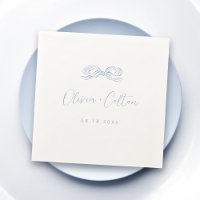 Elegant Dusty Blue Hand Drawn Bow Wedding