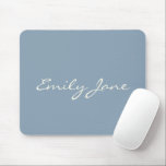 Elegant Dusty Blue Handwritten Script Name Custom Mouse Mat<br><div class="desc">This custom mouse pad features your name in beautiful handwritten script lettering on a stylish dusty blue background. Great gift idea.</div>