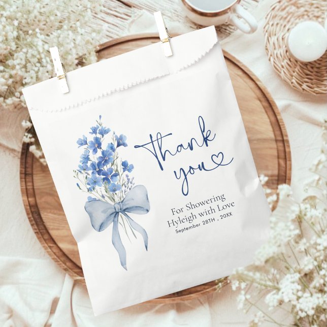 Elegant Dusty Blue Hydrangea Bridal Shower Favour Bags (Creator Uploaded)