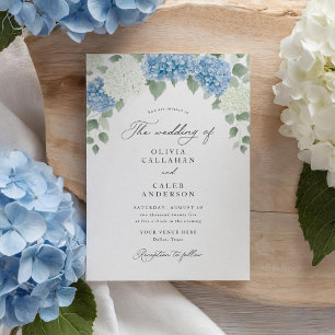 Elegant Dusty Blue Hydrangea Floral Wedding Invitation